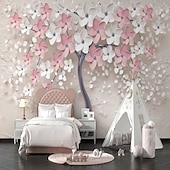cheap Wallpaper-Cool Wallpapers Wall Mural Flower Wallpaper Wall Sticker Covering Print Adhesive Required Forest 3D Effect Floral Flower Canvas Home Décor