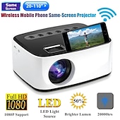billige Projektorer-Nyeste mini prosjektor svart hvit HD 1080P bærbar utendørs hjemme teater prosjektor smarttelefon nettbrett laptop TV-stick valentinsdaggave