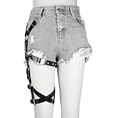 abordables Accesorios y más-Arnés gótico de una sola pierna, cinturón de liga punk, cinturón ajustable con remaches negros para el muslo, accesorios vaqueros para mujer
