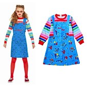 levne Klasický horor-Chucky Filmové a TV kostýmy Chuckyho nevěsta Cosplay kostým Úbory cosplay Filmové kostýmy for Dívčí Dětské Plesová maškaráda