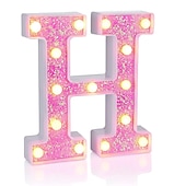 cheap Decorative Lights-LED Letter Lights Light Up Pink Letters Glitter Alphabet Letter Sign Battery Powered for Night Light Birthday Party Wedding Girls Gifts Home Bar Christmas Decoration Pink Letter