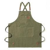 cheap Aprons-Chef Apron For Women and Men, Kitchen Cooking Apron, Personalised Gardening Apron with Pocket Work Aprons Cross Back Heavy Duty Adjustable