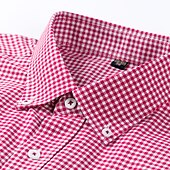 billiga oxfordskjortor för män-Herr Skjorta Button Down skjorta Icke-järnskjorta Oxford skjorta Pläd / Randig / Chevron Bröllop Kontor &amp; Karriär Svart Rubinrött Blå Långärmad Tröjkrage Alla årstider Kläder Mönster