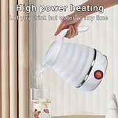 abordables Électroménager-1 pc voyage bouilloire électrique pliante rapide ébullition belle conception pliable portable bouilloire électrique 600 ml ébullition protection à sec 100-240 v silicone de qualité alimentaire pliable