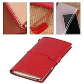 cheap Notebooks &amp; Planners-Classic Retro PU Leather Travel Notebook Personalized Journal Spiral Ring Binder Diary Notepad, Back to School Gift