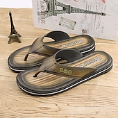 billige Utendørs sandaler-brune flip flop-sandaler for menn – lette sklisikre strandtøfler med polstret såle for sommer, reise og fritidsklær