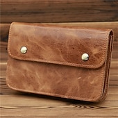 cheap Universal Phone Bags-Men&#039;s Fanny Waist Bag Crazy Horse Genuine Leather Waist Packs Belt Loop Hip Hook Bum Bag Handmade Travel Small Phone Waist Pouch