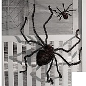 economico Decorazioni per Halloween all&#039;aperto-ragno decorativo di Halloween, decorazioni di ragno di Halloween all&#039;aperto, ragno nero morbido e peloso spaventoso, realistico, grande ragno di scena per la casa, il cortile, la decorazione di Halloween inquietante per le feste