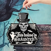 economico cartelli da parete in legno-1pc halloween segno da parete in legno teschio targa in legno appeso decorazione per porta d&#039;ingresso spaventoso portico decor appeso regalo per agriturismo home bar outdoor indoor room decor home decor