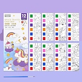 preiswerte Mal-, Zeichen- und Künstlerbedarf-12-teiliges Aquarell-Malbuch für Kinder, Mal- und Zeichenbuch für Schüler, Zeichen- und Malpapier mit integriertem Aquarellstift, der die Konzentration der Kinder verbessert