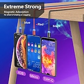 cheap Cell Phone Cables-2023 magnetic USB cable LED magnetic charging cable suitable for iPhone micro USB C type fast charging magnet charger mobile phone cable