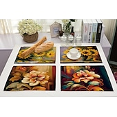 abordables Plaidemats &amp; Coasters &amp; Trivets-Manteles individuales de girasoles resistentes al calor, mantel individual resistente a las manchas, mantel individual para boda, cocina, mesa de comedor, decoración interior y exterior