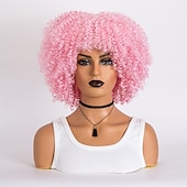 baratos Perucas de festa-perucas afro curtas e cacheadas com franja para mulheres negras perucas afro marrom crespo e cacheado para mulheres negras perucas sintéticas resistentes ao calor perucas marrons fofas perucas de