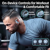 cheap TWS True Wireless Headphones-Wireless Earbuds Bluetooth Headphones 48hrs Play Back Sport Earphones with LED Display Over-Ear Buds with Earhooks Built-in Mic Headset for Workout