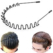 billiga Hårstylingstillbehör-1st metall hårband för män pannband kvinnor hårband män unisex svart vågiga våren utomhussport pannband för mäns hårband bågeklämmor kvinnor tillbehör enkel elastisk halkfri pannband huvudbonader