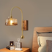 economico Lampade LED da parete-lightinthebox applique da parete a led in vetro a 1 luce, applique moderna e27, applique da parete minimalista quadrata in vetro marrone, lampada da parete moderna ad angolo regolabile, per studio