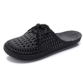 abordables Chaussures sans lacet et mocassins femme-Chaussures mocassins à enfiler tissées pour femmes – chaussures plates respirantes à lacets pour les promenades sur la plage, les travaux de jardinage et les tenues d&#039;été décontractées