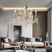 economico Modello a candelabro-moderno lampadario in cristallo trasparente regolabile 6/8 luci cristallo montaggio a filo appeso a soffitto lampada a sospensione classico apparecchio di illuminazione in stile candela e12/e14 per