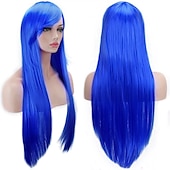 abordables Perruques de fête-perruques 32 80cm longue ligne droite anime mode femmes cosplay perruque fête perruque carnaval cosplay fête perruques