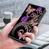 お買い得  iPhone用ケース-電話 ケース 用途 iPhone 16 iPhone15 iPhone 14 13 12 11 Pro Max Plus Mini ウォレットカードケース フリップカバー スタンド付き 磁石バックル カード挿入口 バタフライ フラワー 花 TPU PUレザー