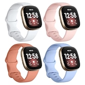 economico Cinturini per orologi Fitbit-4 pezzi Cinturino intelligente Compatibile con Fitbit Versa 4 Sense 2 Versa 3 Sense Silicone Orologio intelligente Cinghia Regolabili Donne Uomini Cinturino sportivo Sostituzione Polsino