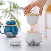 economico Bicchieri-set da tè da viaggio tazza da tè portatile in ceramica gatto fortunato - perfetto per viaggi, ufficio o come regalo!