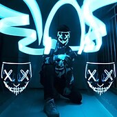 cheap Halloween 2024-Halloween Light Mask LED Full Face Mask  Clown Glow Mask For Children For Adult  For Party for Halloween