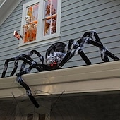 economico Decorazioni per Halloween all&#039;aperto-ragno decorativo di Halloween, decorazioni di ragno di Halloween all&#039;aperto, ragno nero morbido e peloso spaventoso, realistico, grande ragno di scena per la casa, il cortile, la decorazione di Halloween inquietante per le feste