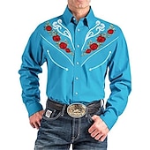 abordables Far West-Classique Rétro Vintage Blouse / Chemise Cowboy de l&#039;Ouest 3D Homme Mascarade Tenue Quotidienne Enterrement de Vie de Jeune Fille Adulte Chemise Toutes saisons