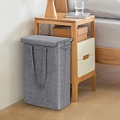 cheap Laundry Bags &amp; Hampers-45L Thin Laundry Basket With Cover Narrow Hand Fine Hand Dirty Laundry Basket Bedroom Kindergarten Whole Basket Storage Bag