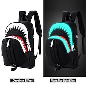 cheap Laptop Bags,Cases &amp; Sleeves-USB function backpack School Bag Men Fashion USB Charging Night Luminous Backpack Shark Laptop Backpack Teenagers School Bag Travel Bag Black