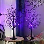 cheap Indoor &amp; Party Lighting-Halloween Decoration 24 LEDs Tree Lights Spooky Halloween Party Decorative Lights Indoor Decoration Purple Landscape Lights Ghost Festival Simulation Luminous Tree