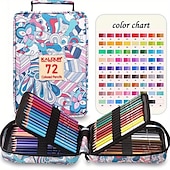preiswerte Mal-, Zeichen- und Künstlerbedarf-Premium-Buntstifte für Malbücher für Erwachsene, Set mit 72 Farben, Federmäppchen mit Reißverschlussschlitz, mit Spitzer, weicher Kern, 7 Metallic-Farben, ideal zum Schichten und Mischen, für