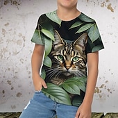 tanie 3D zwierzęta dla chłopca-Dla chłopców 3D Graficzny Zwierzę Kreskówki Podkoszulek T-shirt Krótki rękaw Druk 3D Lato Wiosna Aktywny Sport Moda Dzieci 3-12 lat Na zewnątrz Codzienny Regularny