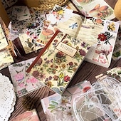 abordables Carnets et planificateurs-256 pièces/ensemble rétro plante autocollant livre créatif ins style main compte matériel papier autocollants décoratifs