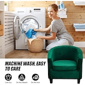 cheap Armchair Cover &amp; Armless Chair Cover-Velvet Club Chair Barrel Chair Slipcover Tub Chair Cover with Seat Cushion Cover Non Slip Furniture Protector Couch Cover with Elastic Bottom for Hotel Bar,Sage Green