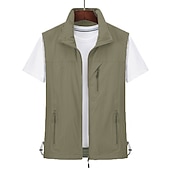 voordelige actieve bovenkleding voor heren-Voor heren Vissersvest Wandelvest Mouwloos Overkleding Rits top Buiten waterdicht Winddicht Ultralicht (UL) Ademend Chinlon Zwart Leger Groen Grijs Jagen Vissen Klimmen / Sneldrogend / Multi Pocket