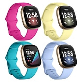 economico Cinturini per orologi Fitbit-4 pezzi Cinturino intelligente Compatibile con Fitbit Versa 4 Sense 2 Versa 3 Sense Silicone Orologio intelligente Cinghia Regolabili Donne Uomini Cinturino sportivo Sostituzione Polsino