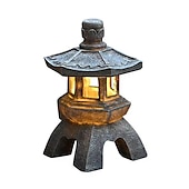 お買い得  経路ライト＆ランタン-禅ガーデンオーナメント - 屋外装飾用のソーラーパワーの通路タワー像、宮殿のランタン、石の塔ソーラーランプ