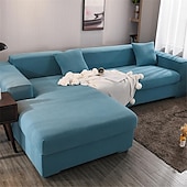 baratos Cobertura de Sofa-capas de sofá à prova de poeira todo-poderosas, elásticas, em forma de l, capa de sofá em tecido supermacio, cor de vinho, com uma capa de reforço grátis, capa de sofá moderna para sala de estar,