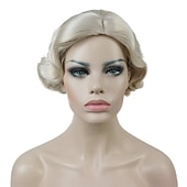 economico Parrucche storiche-Parrucca Vintage Festa Cosplay Leggera Butterscotch Capelli Corti Ondulati Flapper Accessorio Parrucca Halloween