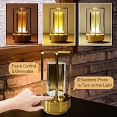 economico Lampade da tavolo-Lampada da tavolo a led senza fili Lampada da scrivania in metallo da bar retrò Ricaricabile Touch Dimmer Luce notturna Ristorante Camera da letto Arredamento per la casa all&#039;aperto