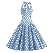 olcso Ruhák-Retró 1950-es Rockabilly A-Line ruha Swing ruha Pánt Pöttyös Női Álarcos mulatság Alkalmi / Napi Lánybúcsú Felnőttek Ruha Hazatérő ruhák Tavaszi nyár