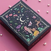 abordables juegos y accesorios-1 tarjeta de oráculo de bruja lunar (escanee el código qr en la caja para descargar la guía)