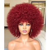 levne Karnevalové paruky-krátká afro paruka s ofinou pro černé ženy afro výstřední kudrnatá paruka 70. léta prémiová syntetická velká afro paruka karnevalová cosplay party paruka
