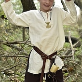 billiga Blast-Medeltida kostymer Renässans 1600-talet Blus / Skjorta Tunika Pirat Krigare Viking Solid färg Pojkar Viking fantasi Halloween Karnival Maskerad Maskerad Renässansmässan LARP Skjorta Alla årstider