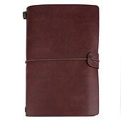 cheap Notebooks &amp; Planners-Classic Retro PU Leather Travel Notebook Personalized Journal Spiral Ring Binder Diary Notepad, Back to School Gift