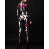 cheap Women&#039;s Costumes-Skeleton Skull Carnival Costume Full Body Suit Zentai Suits Party Costume Bodysuits Adults&#039; Women&#039;s One Piece Scary Costume Performance Party Carnival Masquerade Mardi Gras Easy Carnival Costume
