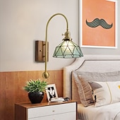 economico Lampade LED da parete-lightinthebox applique da parete a led in vetro a 1 luce, applique moderna e27, applique da parete minimalista quadrata in vetro marrone, lampada da parete moderna ad angolo regolabile, per studio