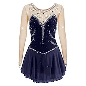 preiswerte Eiskunstlaufkleider-Eiskunstlaufkleid Damen Mädchen Eislaufen Kleider Austattungen Violett Weiß Gelb Patchwork Gitter Spandex Hochelastisch Ausbildung Wettbewerb Eiskunstlaufkleidung Patchwork Kristalle Langarm